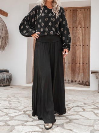 Bohemian Black Cotton Breeze Trousers