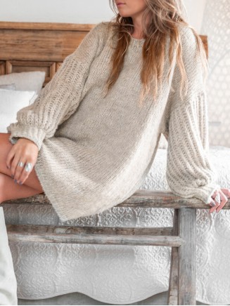 casual puff sleeve sweater